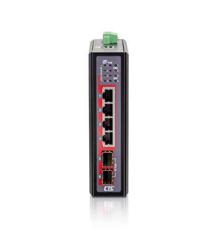 IGS-402CSW-4PHE - 4 copper + 2 SFP port SNMP/web-managed Gigabit Ethernet Industrial switch, PoE+ 120W, extreme temperature