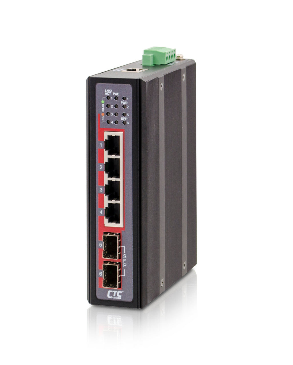 IGS-402CSW-4PHE - 4 copper + 2 SFP port SNMP/web-managed Gigabit Ethernet Industrial switch, PoE+ 120W, extreme temperature