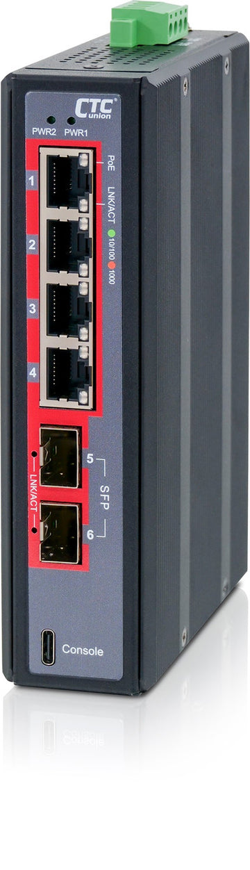 IGS-402SW-4PBE - 4 copper + 2 SFP port SNMP/web-managed Gigabit Ethernet Industrial switch, PoE++ 240W