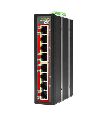 IGS-800-E - 8 port 10/100/1000Base-TX Gigabit Ethernet Industrial switch, -40 to 75 Celsius, DIN rail mount