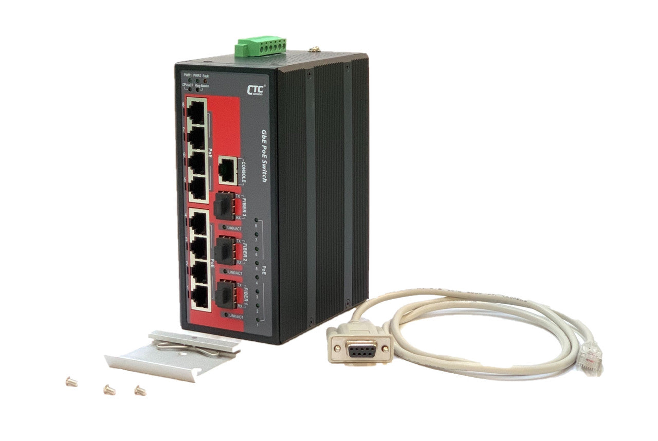 IGS-803SM-8PHE24 - 8 copper + 3 SFP port SNMP/web-managed Gigabit Ethernet Industrial switch, PoE 180W