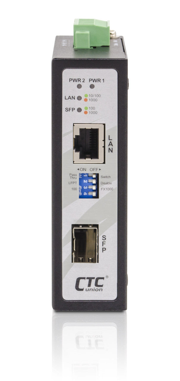 IMC-1001CS-E Compact Gigabit Ethernet to SFP slot industrial fiber media converter, extreme temp.