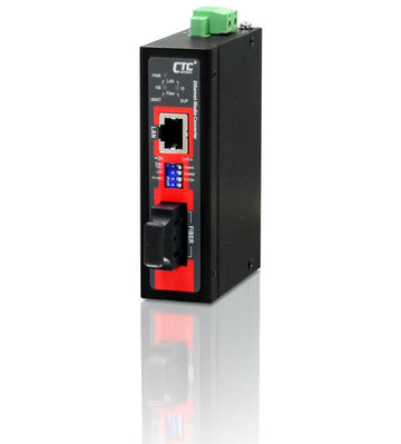 IMC-100C-E-SC030 compact Fast Ethernet singlemode fiber industrial media converter 30Km, DIN rail