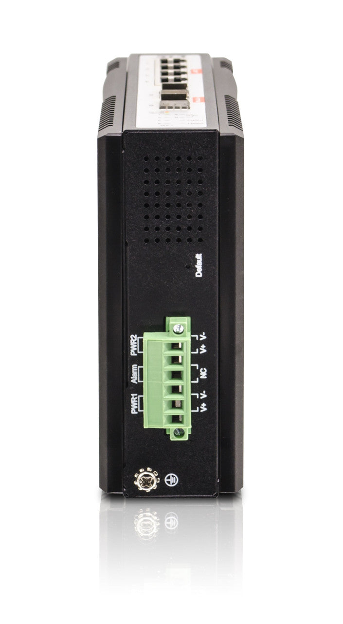 IQS-402XSM-4PH - 4 copper + 2 SFP+ ports SNMP/web-managed 2.5G Ethernet Industrial switch with 10G uplinks, 4 PoE+ ports 120W budget, DIN rail mountable