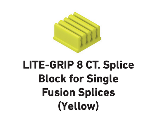 PLP Splice Block Kit – Includes (5) LITE-GRIP 8 CT. Single Fusion Splice Blocks, Yellow, 5/kit
