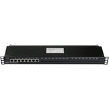 POE-RM-08 - 8 port Full 8 pin Cat6 RJ45 2.5G/Gigabit Ethernet surge protector with PoE support 19" rack mountable, modular