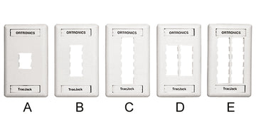 TracJack Faceplate, six-port (dual gang), plastic, Cloud White