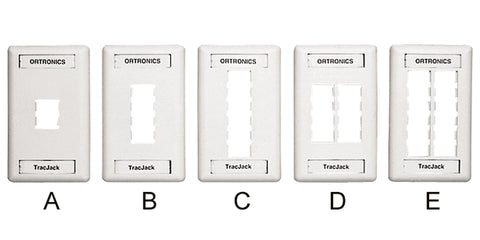 TracJack Faceplate, six-port (dual gang), plastic, Cloud White