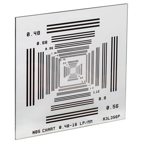 T-R3L3S6P - Positive NBS 1952 Resolution Target, 3" x 3", 0.48 to 16 lp/mm