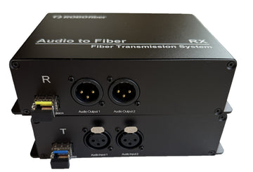 RB-AUDIO02-SFP two XLR balanced audio channels ONE WAY over fiber extender single strand SMF 20Km or MMF 1Km reach, LC connector, SET of TWO