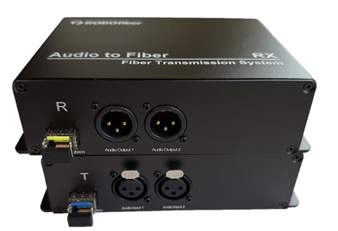 RB-AUDIO02-SFP two XLR balanced audio channels ONE WAY over fiber extender single strand SMF 20Km or MMF 1Km reach, LC connector, SET of TWO