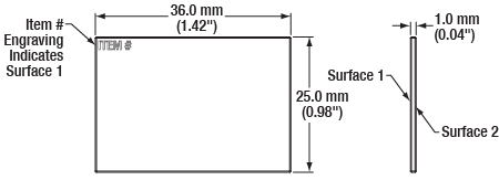 T-BSW20R - 25 x 36 mm 50:50 UVFS Plate Beamsplitter, Coating: 250 - 450 nm, t = 1 mm