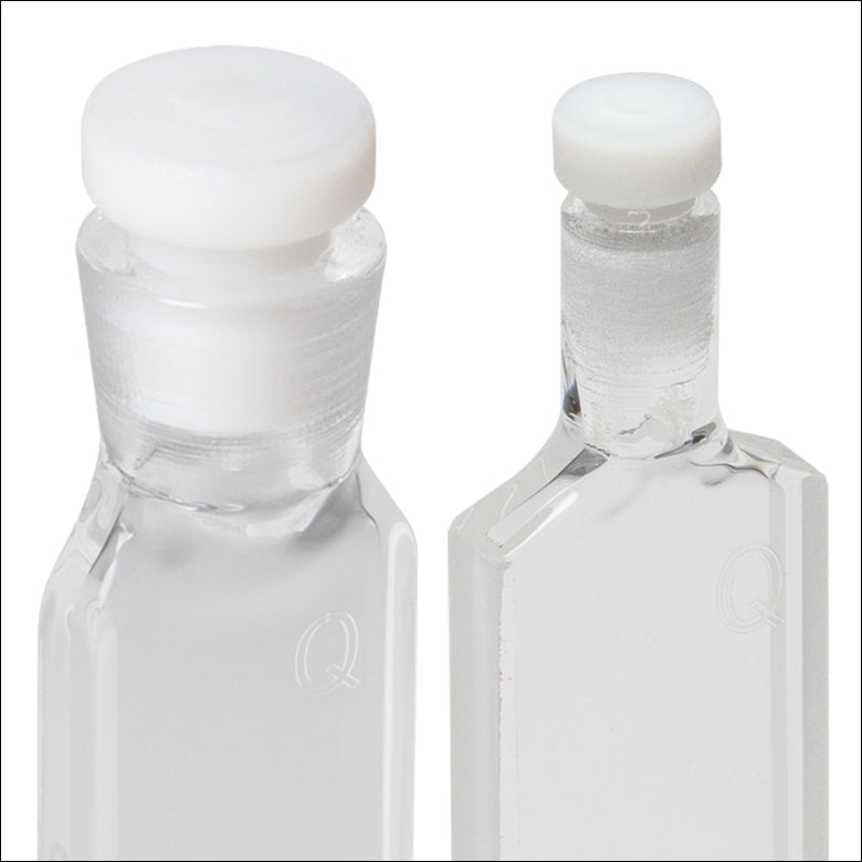 T-CV2Q07AE2 - 700 µL Enhanced Chemical Resistance Micro Cuvette with Stopper, Synthetic Quartz Glass, 4.7 mm Opening Diameter, 2 mm Path Length, 2 Pack