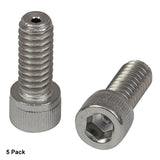 T-SH25S063V - 1/4"-20 Vacuum-Compatible Vented Cap Screw, 316 Stainless Steel, 5/8" Long, 5 Pack