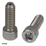 T-SH25S075V - 1/4"-20 Vacuum-Compatible Vented Cap Screw, 316 Stainless Steel, 3/4" Long, 5 Pack