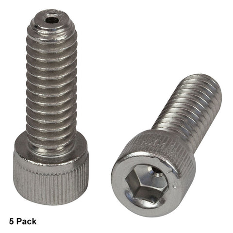 T-SH25S075V - 1/4"-20 Vacuum-Compatible Vented Cap Screw, 316 Stainless Steel, 3/4" Long, 5 Pack
