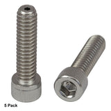 T-SH25S100V - 1/4"-20 Vacuum-Compatible Vented Cap Screw, 316 Stainless Steel, 1" Long, 5 Pack