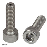 T-SH6MS20V - M6 x 1.0 Vacuum-Compatible Vented Cap Screw, A4 Stainless Steel, 20 mm Long, 5 Pack