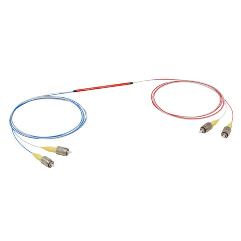 T-TW670R2F2 - 2x2 Wideband Fiber Optic Coupler, 670 ± 75 nm, 90:10 Split, FC/PC Connectors