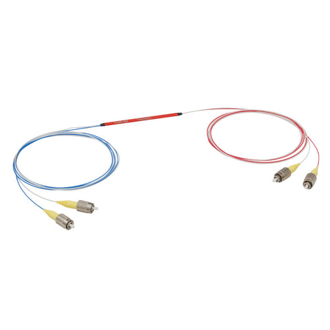 T-TW630R2F2 - 2x2 Wideband Fiber Optic Coupler, 630 ± 50 nm, 90:10 Split, FC/PC Connectors