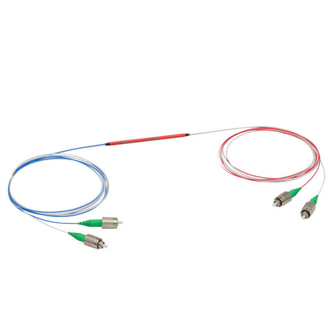 T-TW470R5A2 - 2x2 Wideband Fiber Optic Coupler, 470 ± 40 nm, 50:50 Split, FC/APC