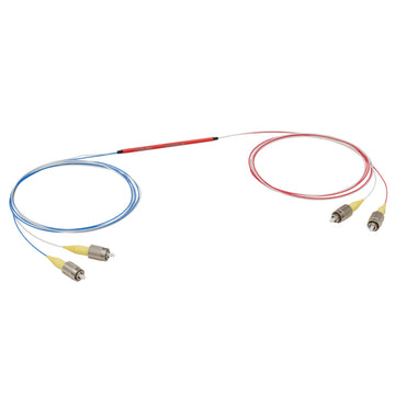 T-TW2000R2F2B - 2x2 Wideband Fiber Optic Coupler, 2000 ± 200 nm, 90:10 Split, SMF-28 Fiber, FC/PC