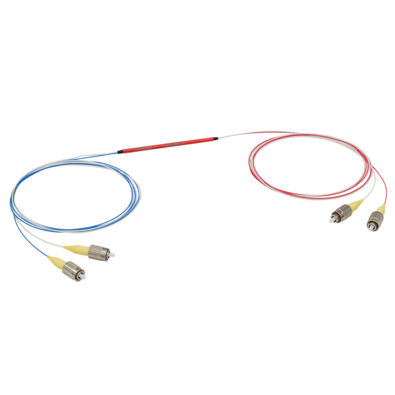 T-TW2000R5F2B - 2x2 Wideband Fiber Optic Coupler, 2000 ± 200 nm, 50:50 Split, SMF-28 Fiber, FC/PC
