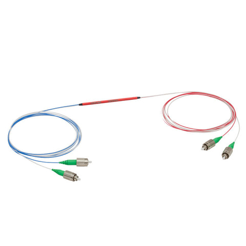 T-TN632R2A2 - 2x2 Narrowband Fiber Optic Coupler, 632 ± 15 nm, 90:10 Split, FC/APC Connectors