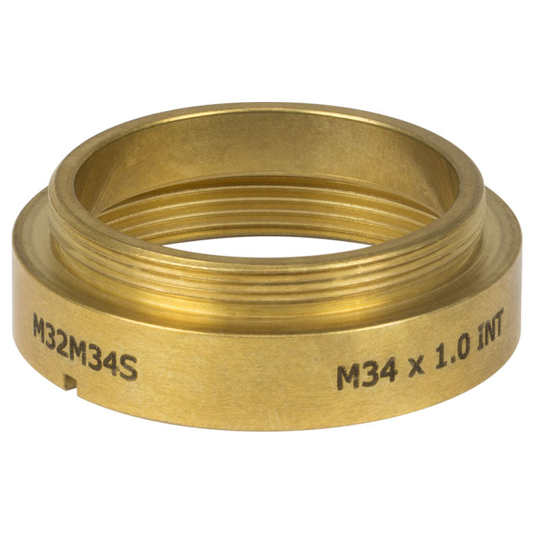 T-M32M34S - Brass Microscope Adapter with External M32 x 0.75 Threads and Internal M34 x 1.0 Threads