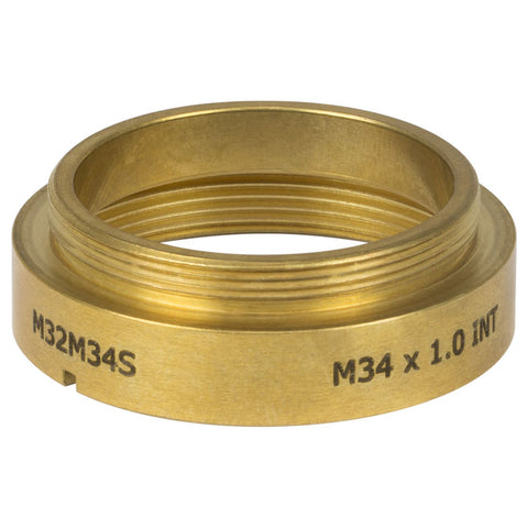 T-M32M34S - Brass Microscope Adapter with External M32 x 0.75 Threads and Internal M34 x 1.0 Threads