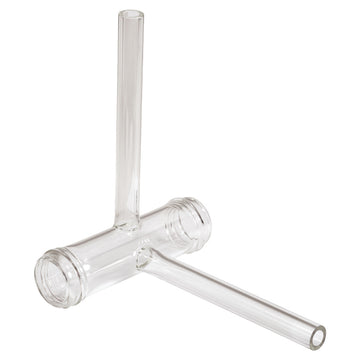 T-TGC100B - Empty Glass Cell with Threaded Ends, 100 mm Long, Two Perpendicular Fill Tubes
