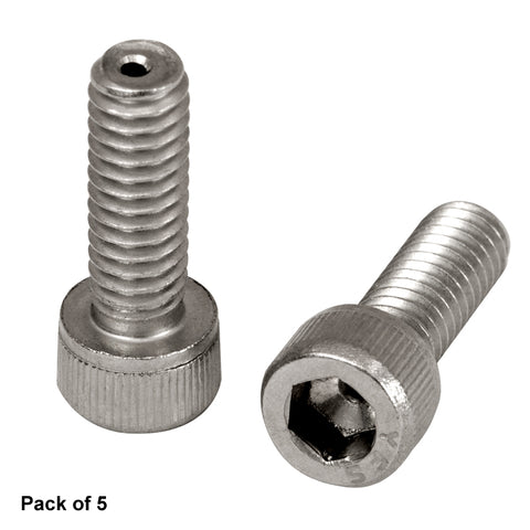 T-SH8S050V - 8-32 Vacuum-Compatible Vented Cap Screw, 316 Stainless Steel, 1/2" Long, 5 Pack