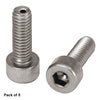 T-SH4MS12V - M4 x 0.7 Vacuum-Compatible Vented Cap Screw, A4 Stainless Steel, 12 mm Long, 5 Pack