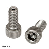 T-SH8S038V - 8-32 Vacuum-Compatible Vented Cap Screw, 316 Stainless Steel, 3/8" Long, 5 Pack