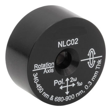T-NLC02 - Ø1" Mounted β-BBO Crystal, 0.30 mm Thick, θ = 30.5°, 680 - 900 nm Fund., 340 - 450 nm SHG