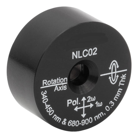 T-NLC02 - Ø1" Mounted β-BBO Crystal, 0.30 mm Thick, θ = 30.5°, 680 - 900 nm Fund., 340 - 450 nm SHG