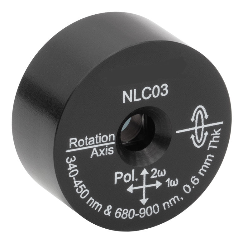 T-NLC03 - Ø1" Mounted β-BBO Crystal, 0.60 mm Thick, θ = 30.5°, 680 - 900 nm Fund., 340 - 450 nm SHG