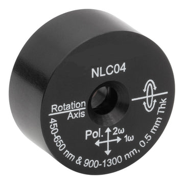 T-NLC04 - Ø1" Mounted β-BBO Crystal, 0.50 mm Thick, θ = 23.3°, 900 - 1300 nm Fund., 450 - 650 nm SHG