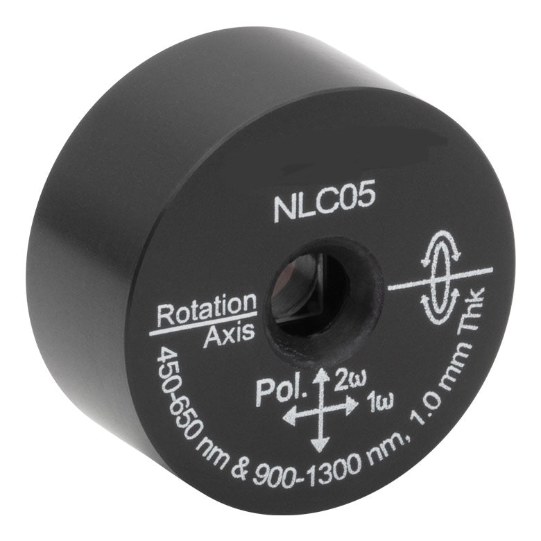 T-NLC05 - Ø1" Mounted β-BBO Crystal, 1.00 mm Thick, θ = 23.3°, 900 - 1300 nm Fund., 450 - 650 nm SHG