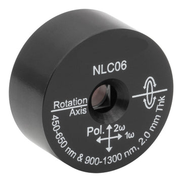 T-NLC06 - Ø1" Mounted β-BBO Crystal, 2.00 mm Thick, θ = 23.3°, 900 - 1300 nm Fund., 450 - 650 nm SHG