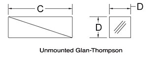 T-GTH5 - Glan-Thompson Calcite Polarizer, 5 mm x 5 mm Clear Aperture, Uncoated