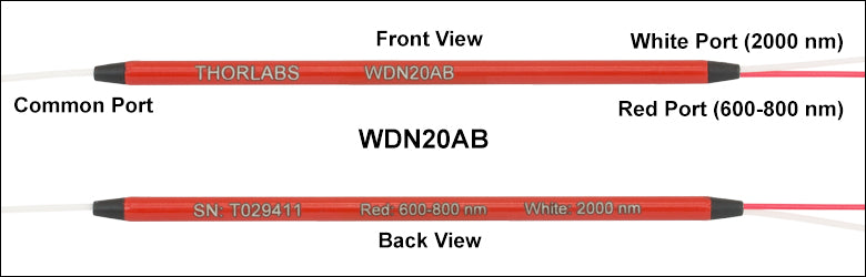 T-WDN20AB - 2000 nm / 600 - 800 nm Wavelength Division Multiplexer, FC/APC Connectors