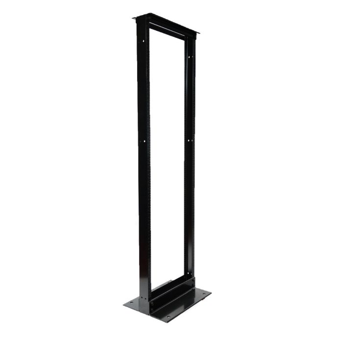 2 Post Open Frame Floor Rack, 45RU, 19 Inch Mounting, Black