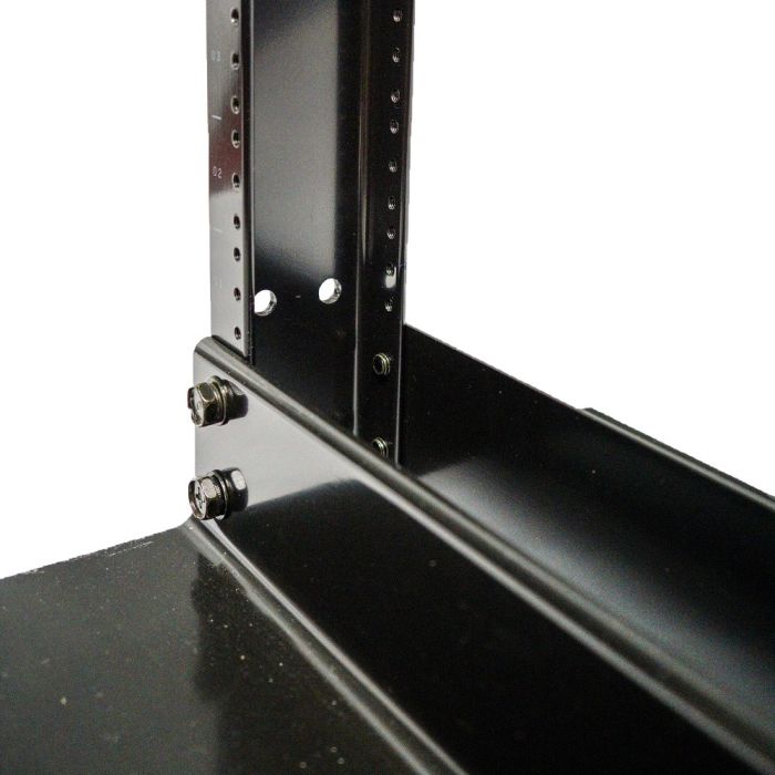 2 Post Open Frame Floor Rack, 45RU, 19 Inch Mounting, Black