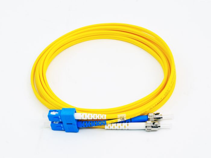 Fiber Optic Patch Cable, ST UPC to SC UPC, 2 meters, 3mm, Duplex, SM | Plus Corning® SMF-28® Ultra Fiber