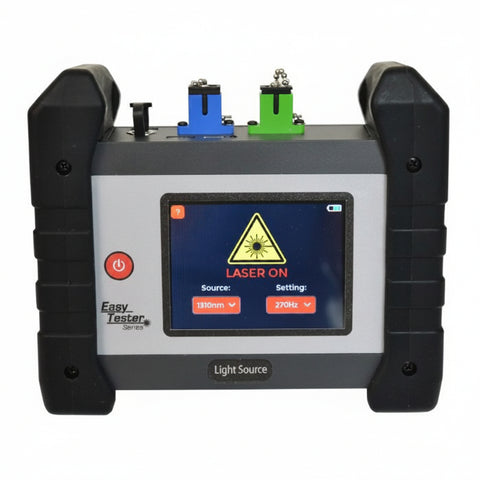 Portable laser tester with digital display on a white background