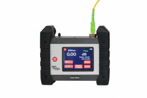 Power meter with digital display on a white background