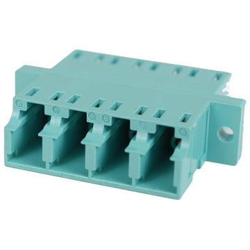 LC Adapter Quad Multimode - No Flange, SC Duplex Footprint, Aqua