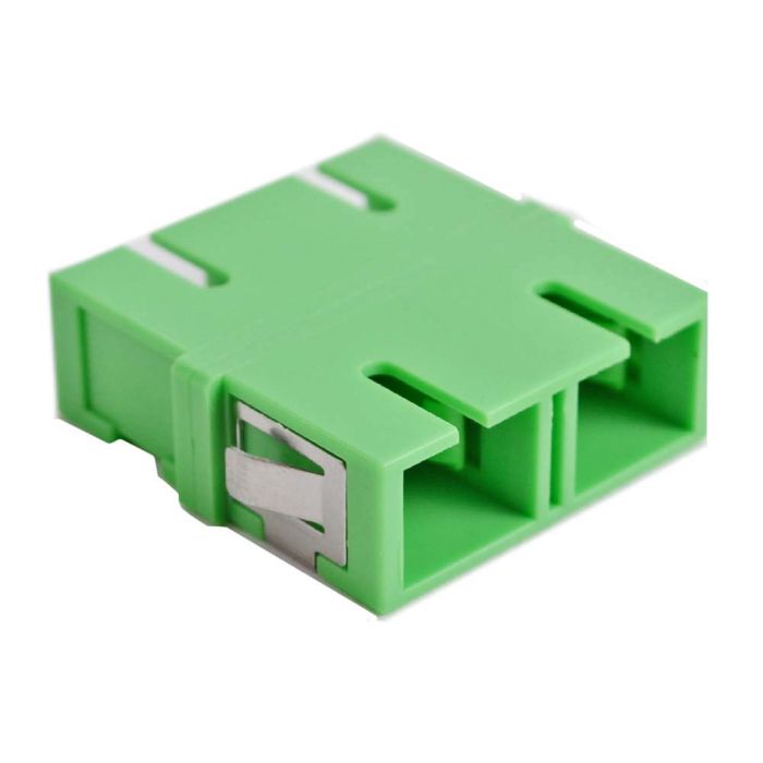 SC APC Duplex Adapter, Zirconia, Green, No Flange