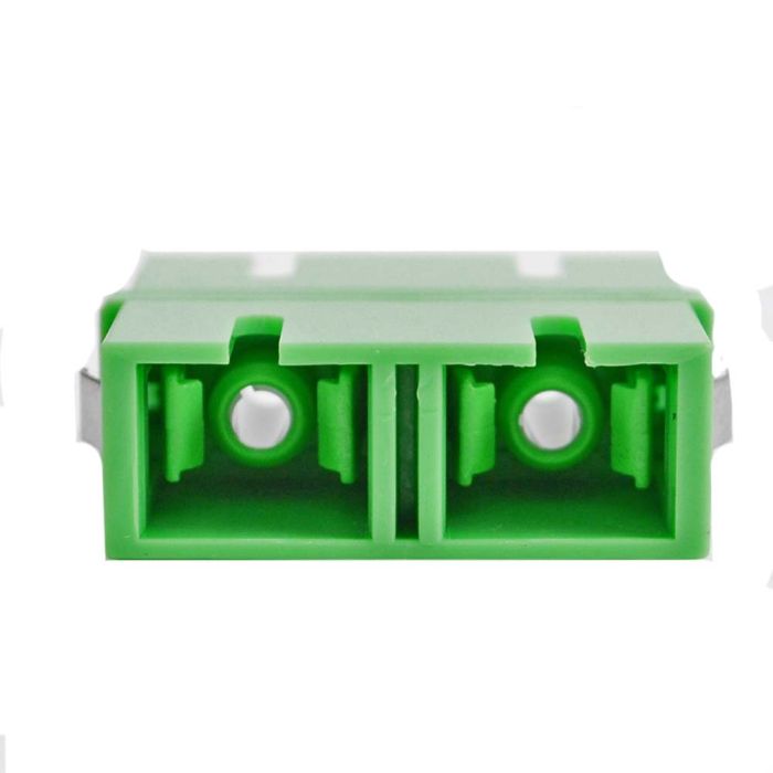 SC APC Duplex Adapter, Zirconia, Green, No Flange